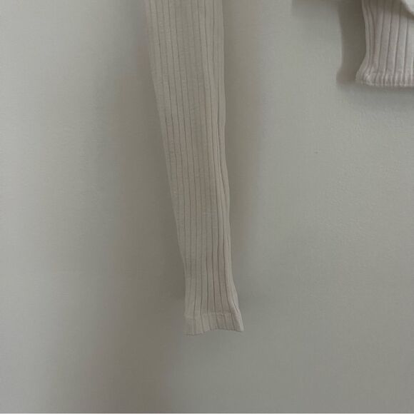 ZARA Ribbed Wrap White Top, Size Small - Picture 6 of 10